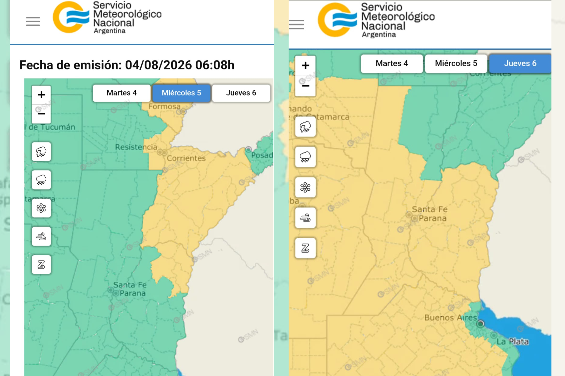 Vuelven las tormentas y el jueves podría llegar el período de mayor inestabilidad